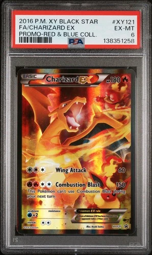 2016 POKEMON XY BLACK STAR PROMO RED & BLUE  FULL ART/CHARIZARD EX PSA 6