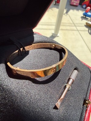Cartier LOVE Bracelet Classic Model 18K Rose Gold Size 18 Cert Receipt Box