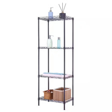 4 Tiers Metal Adjustable Garage Storage Shelving Unit in Black 17.72 In. W X 49