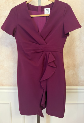 Milly Minis Greta Cady Drape Purple Ruffle Dress SZ 14 NWT $225
