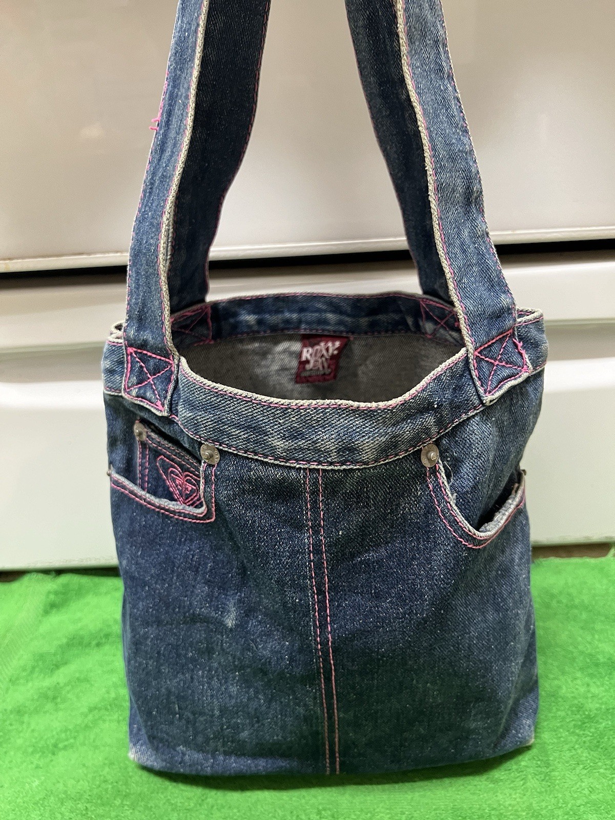 Roxy Quiksilver Vintage Denim Logo Shoulder Bag Size 12” X 10” X 3”