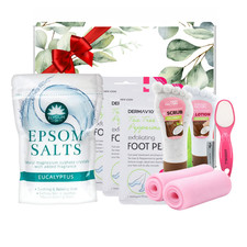 Ultimate Foot Care Spa Gift Set with Peeling Mask, Scrub & Tools--Coconut