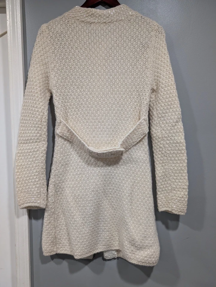 Anthropologie Sleeping on Snow Wool Sweater Jacket Cardigan Button Sequin Trim S - Image 2 of 4