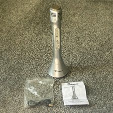 Accelerate Light-Up Karaoke Microphone & Speaker LED USB Charging Silver 73818