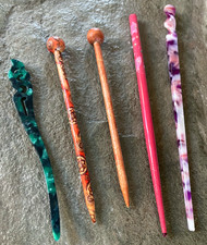 LOT OF 5 MIXED HAIR PIN CHOPSTICK STICKS WOOD MARBLED ACRYLIC HAIRSTICKS