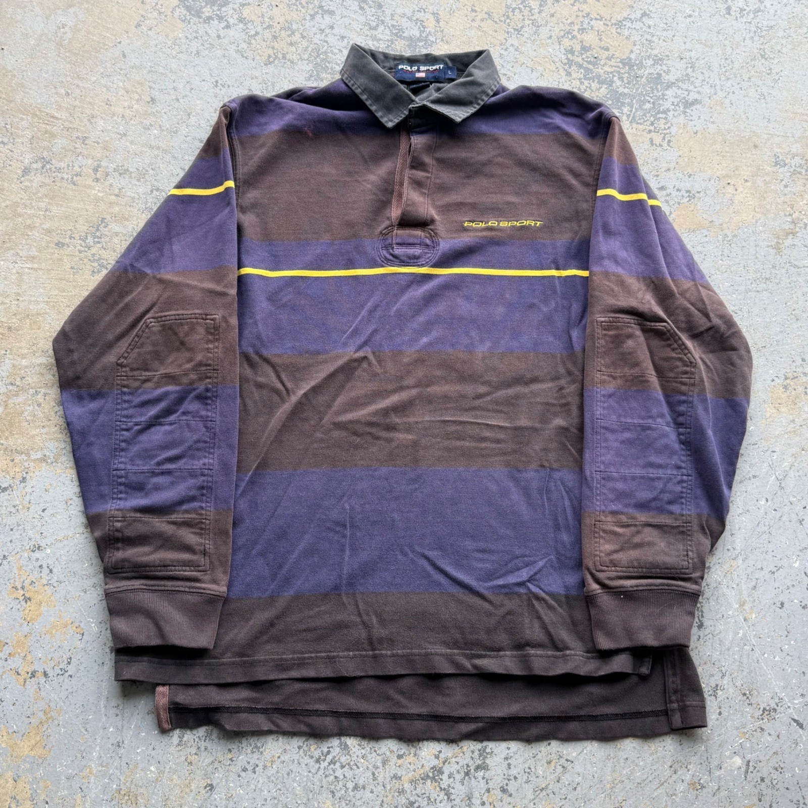 Vintage Polo Sport Ralph Lauren Striped Rugby Shirt Size L