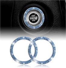 2PCS Bling Car Engine Start Stop Decoration Ring, Crystal Double Rhinestone Ring