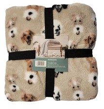 Berkshire LusterSoft Dog Puppy Print Throw Blanket 50" x 70" Super Soft, Cozy