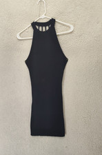 Forever 21 Women Dress Small Black Cotton Blend Sleeveless Ribbed Bodycon Mini