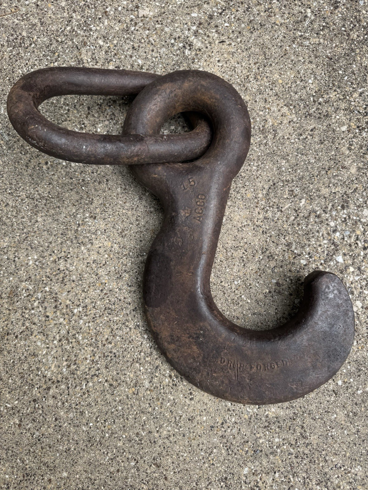 BIG A-- Steel Industrial Hoist Hook w/Chain Link, Drop Forged 50+ lbs. ACCO