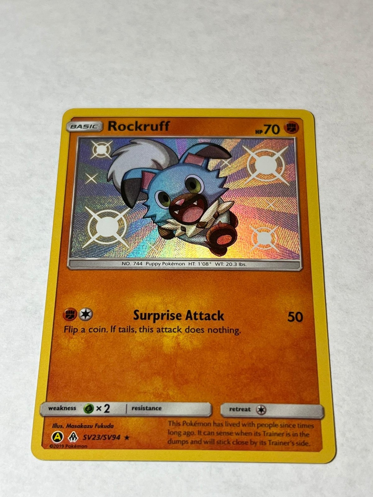 Rockruff SV23/SV94 Shiny Rare Hidden Fates Shiny Vault Pokemon Near Mint