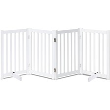 Solid Hardwood Freestanding Pet Gate,Wooden Dog Gates Indoor for Doorways,Nat...