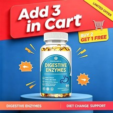 Digestive Enzymes w/ Prebiotic Probiotics, Bloating Relief 60 Capsules