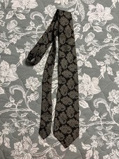 Men’s Black And Gold Paisley All Silk Tie Made In USA, 59.5” L, 3.5” W