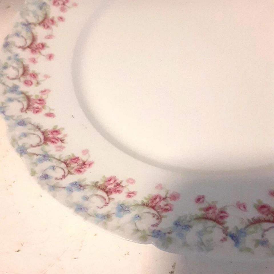 7 cuencos de sopa antiguos raros Jean Pouyat Limoges cupé azul rosa floral casa de campo Foto 2 de 4