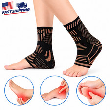 Copper Ankle Brace Silver Support Compression Sleeve Socks Foot Fasciitis Pain