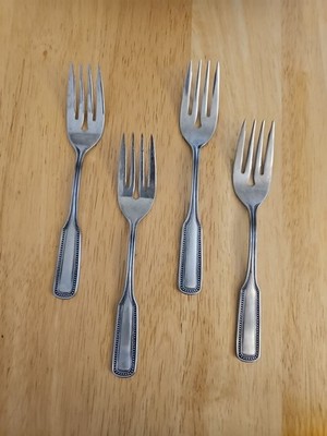 Set Of 4 Salem Beaded Edge Stainless Salad Forks Satin