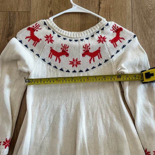Hanna Andersson Girls 6-7 Knit Reindeer Christmas Dress Fair Isle Scandanavian - Picture 11 of 12