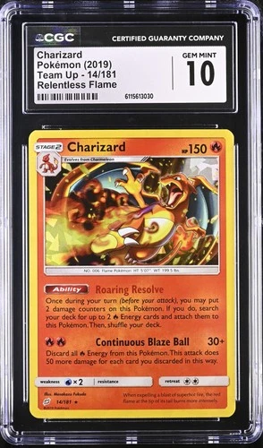 CGC 10 - CHARIZARD - 14/181 TEAM UP RELENTLESS FLAME POKEMON