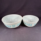 Vintage Pyrex Amish Butterprint Butter Print Turquoise Mixing Bowl 2.5qt & 1.5qt