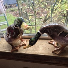 Vintage Ceramic Hand Painted Pair Of Mallard Ducks Figurine