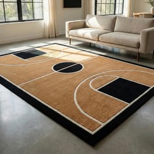 Handmade Basketball Court Area Rug Modern Geometric Kids Room Decor Carpet.