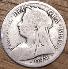 1894 Queen Victoria Veiled Head Half Crown Worn condition 13.1g Sterling Silver