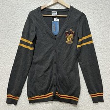 Harry Potter Gryffindor Cardigan Gray Varsity Knit Sweater Size M 18 NWT