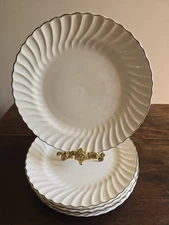 6pc Set Of Syracuse China Wedding Ring Swirl W/Platinum Trim 10" Dinner Plates