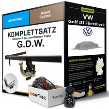 Für VW Golf III Fliessheck Typ 1H1 Anhängerkupplung abnehmbar +eSatz 7pol 89-