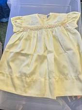 "Terylene" Baby Dress size 16" chest embroidered and smocked CHARITY SALE