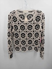 Pre-Owned Adiva Black Size Medium Knit Long Sleeve Blouse