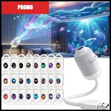Galaxy Star Projector Night Light 2-in-1 USB LED with Films for Bedroom