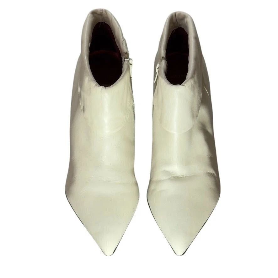 Женские белые кожаные ботильоны BRONX Vivian с заостренным носком на каблуке размер 8,5 М - Изображение 2 из 4