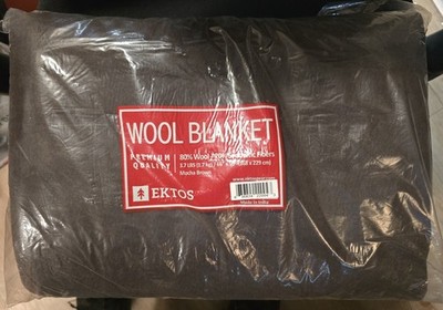 Ektos Wool Blanket Twin 90''x 66''  Brown Twin/ Queen Brand New Factory Sealed 