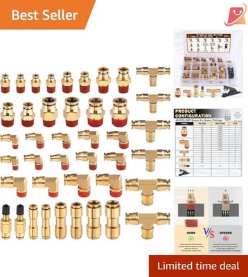 43 PCS Brass DOT Air Brake Fittings Kit Push Connect NPT Thread Leak Repair