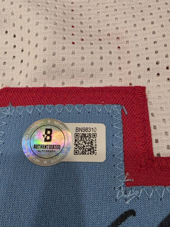 Jersey Earl Campbell Autografiado/Firmado Beckett Blanco Personalizado Jersey Foto 3 de 4