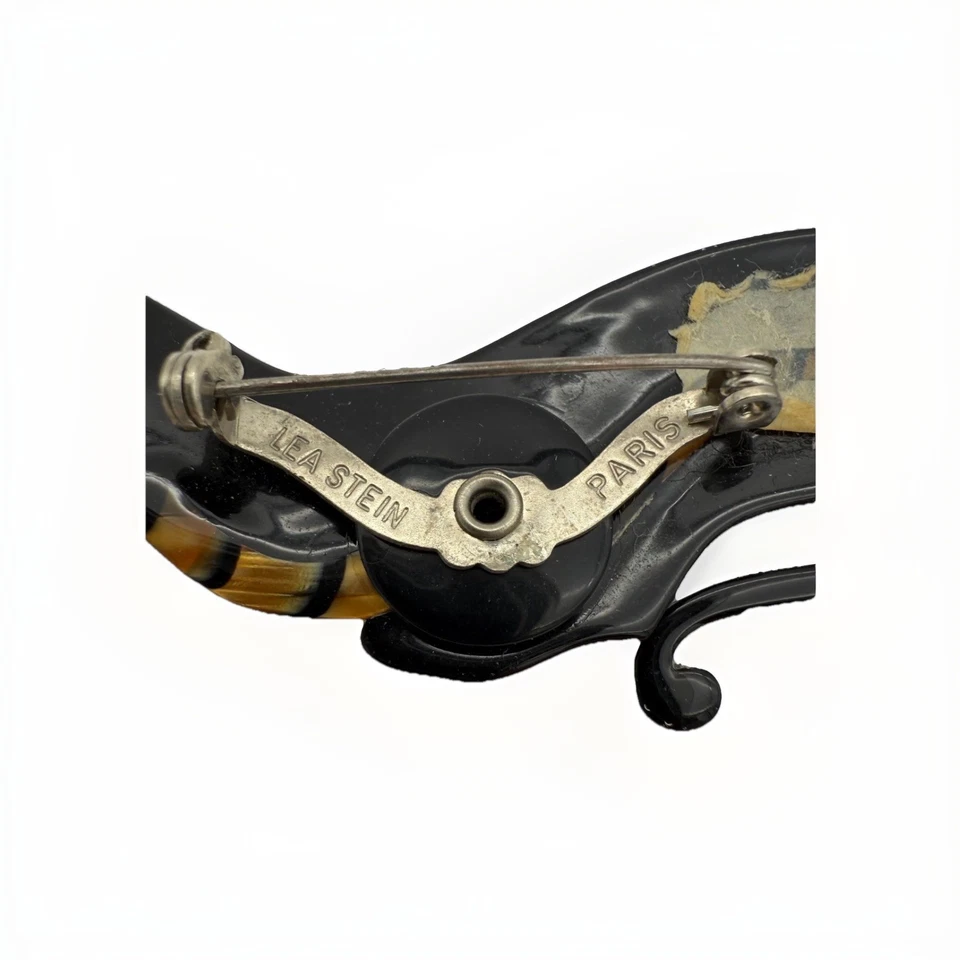 Broche genuino Lea Stein. Pantera - Negro y Ámbar Foto 4 de 4