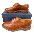 Tricker's Bourton Derby Brogue Shoes Size 10.5 Marron Antique Leather Near New