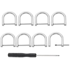 D-Rings Screw in Shackle, 8Pcs 20mm U Shape D Ring for Purse DIY, Silver