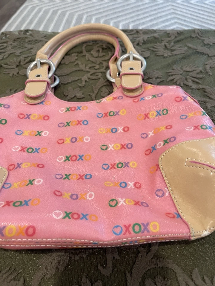 Bolso de Hombro Vintage XOXO Rosa Marrón Diseñador y2k Retro Mini Bolso Plateado Herrajes Foto 3 de 4