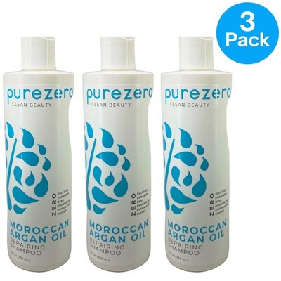 Purezero Moroccan Argan Oil Repairing Shampoo 12 fl oz Clean Beauty 3 Pack Bundl