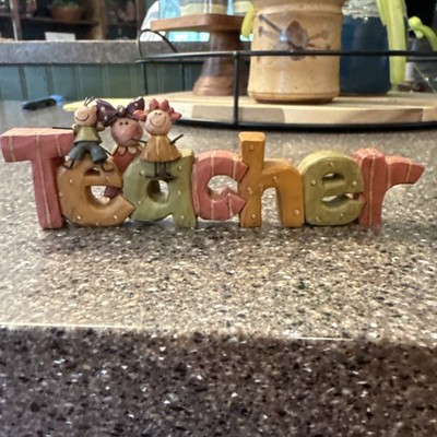 Resin Teacher Sign for Desk Classroom Gift Decor 5,5  Cute