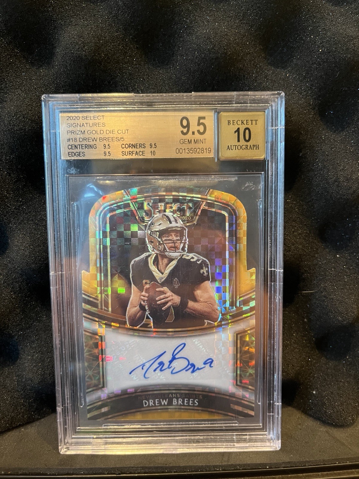 2020 Select Drew Brees Prizm Gold Auto /5 BGS 9.5