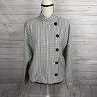 CAbi #3173 Osaka Nights Windowpane Jacket Sz Medium White Black Crested Buttons