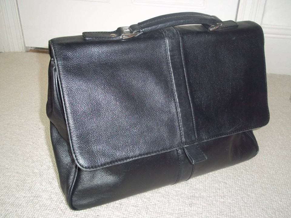 Fabulous MARKS & SPENCER BLACK LEATHER BRIEFCASE/ATTACHE eBay