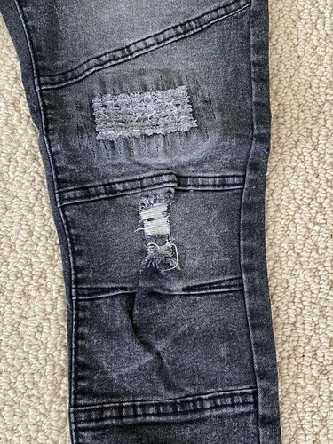 NWT Boy's LR Scoop BMD60 Washed Black Distressed Rip Moto Skinny Jeans SIZE 4-7 - Picture 7 of 11