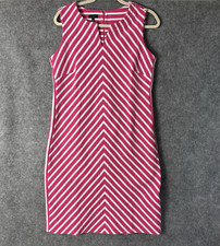 Talbots Dress Women's Medium Pink White Striped Sleeveless Sheath Ribbed Knit