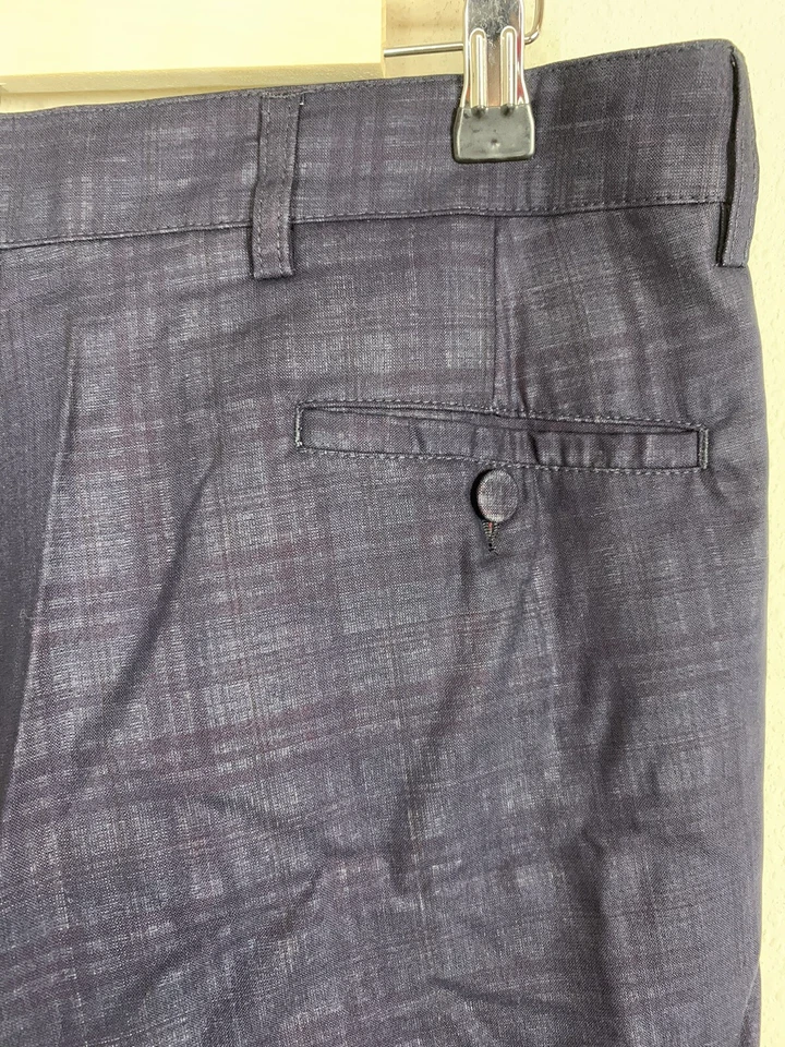 Pantalones Cortos Raf Simons Para Hombre Talla 50 (Cintura 35) Mezcla Lana Azul A Cuadros Plisados Delanteros Foto 4 de 4