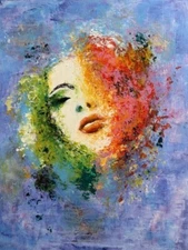 Acrylic Original hand painted Abstract Painting - "Evanescence" Woman Portrait
